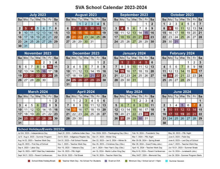 School Calendar – Shanél Valley Academy